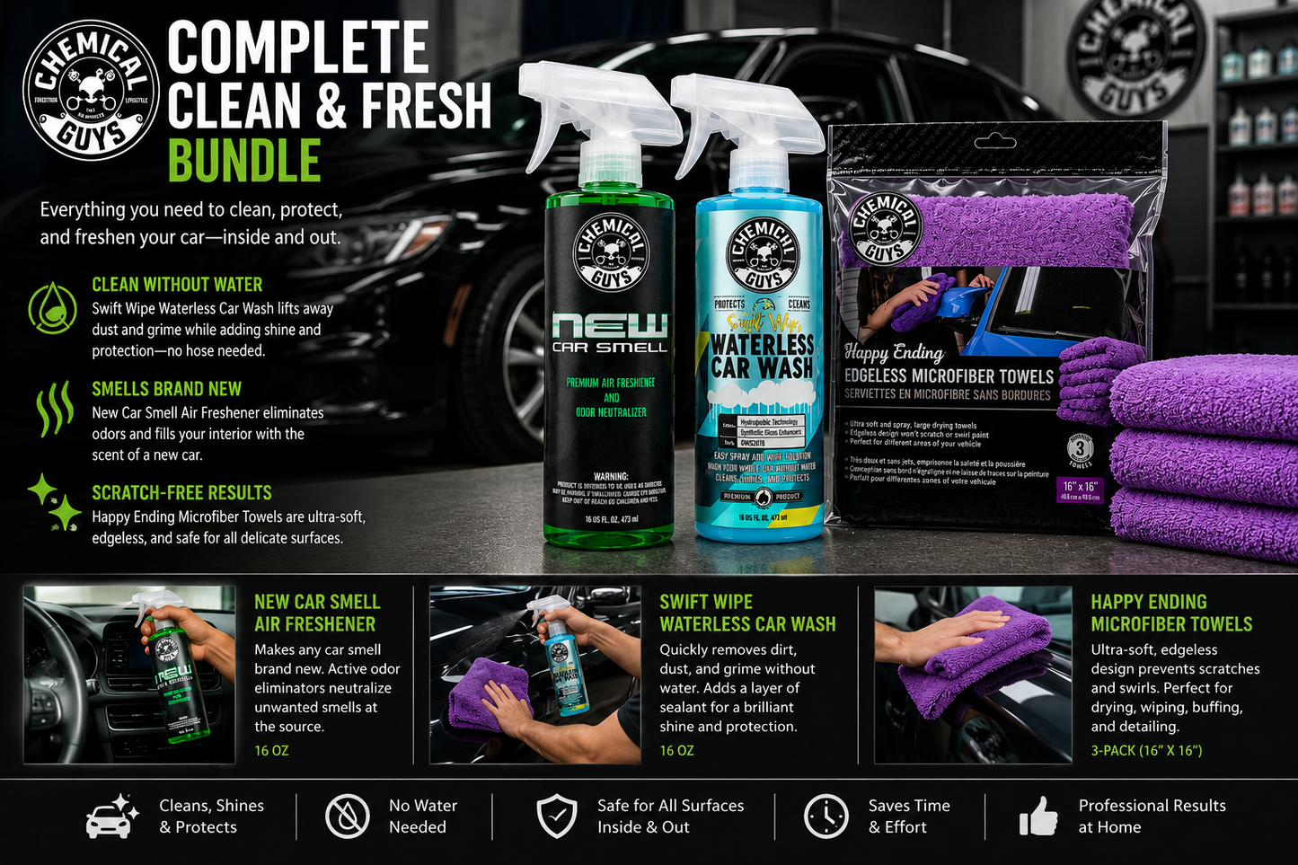 Chemical Guys Waterless Wash & Fresh Finish Bundle